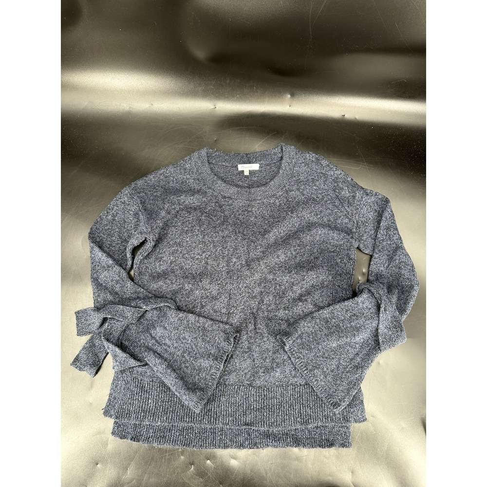 Madewell‎ Women's XXS Small Marled Blue Tie Bell Sleeve Pullover Sweater